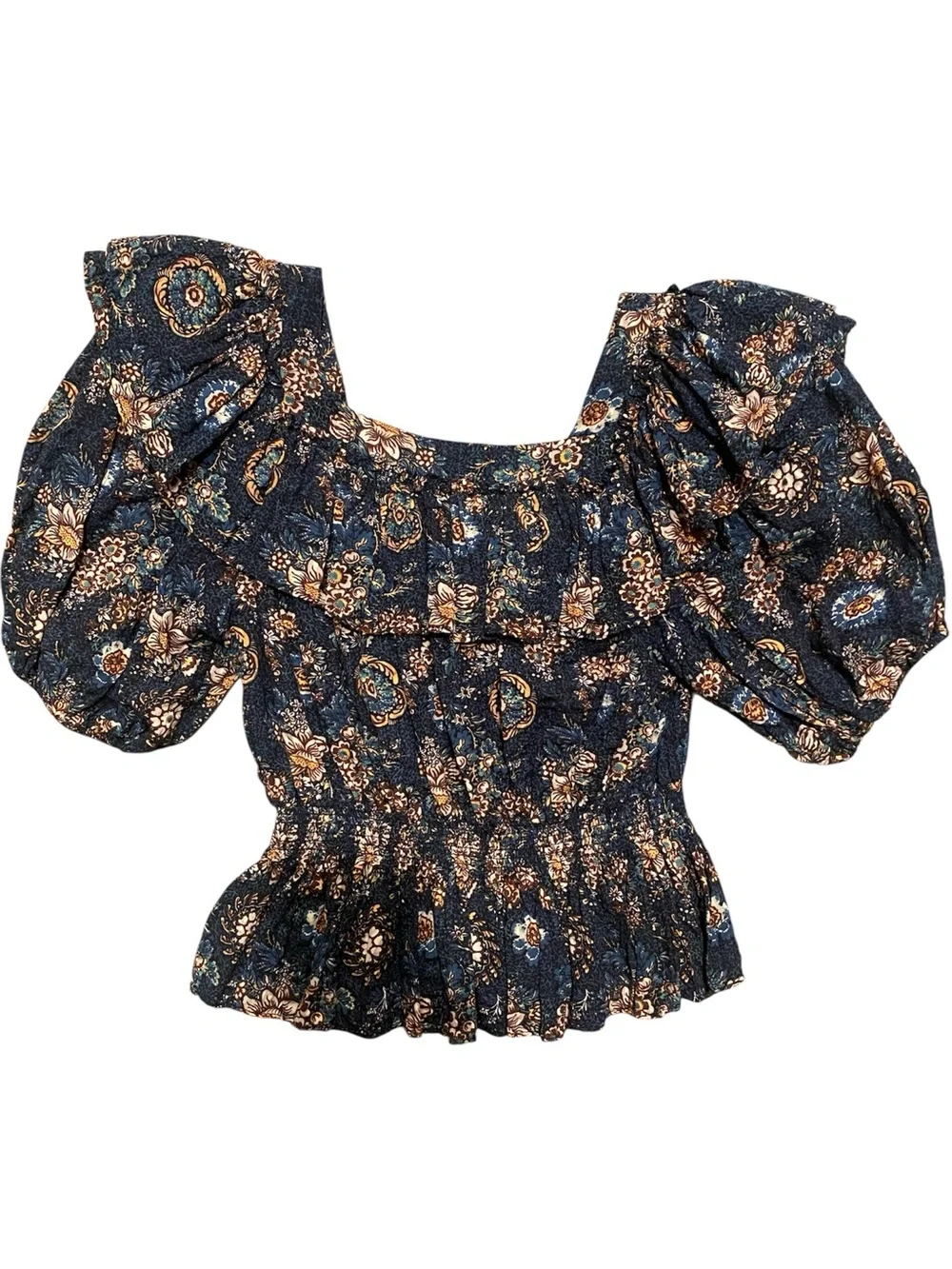 Ulla Johnson Warner floral print square neckline peplum blouse